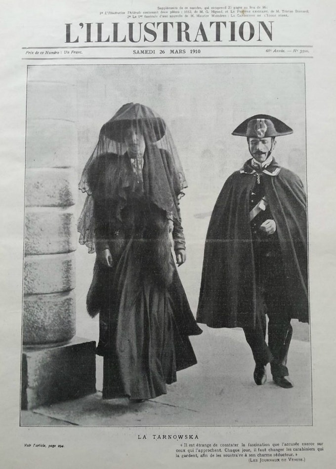 მარია ტარნოვსკაია სასამართლოს დროს, ვენეციაში, 1910 წლის 26 მარტი